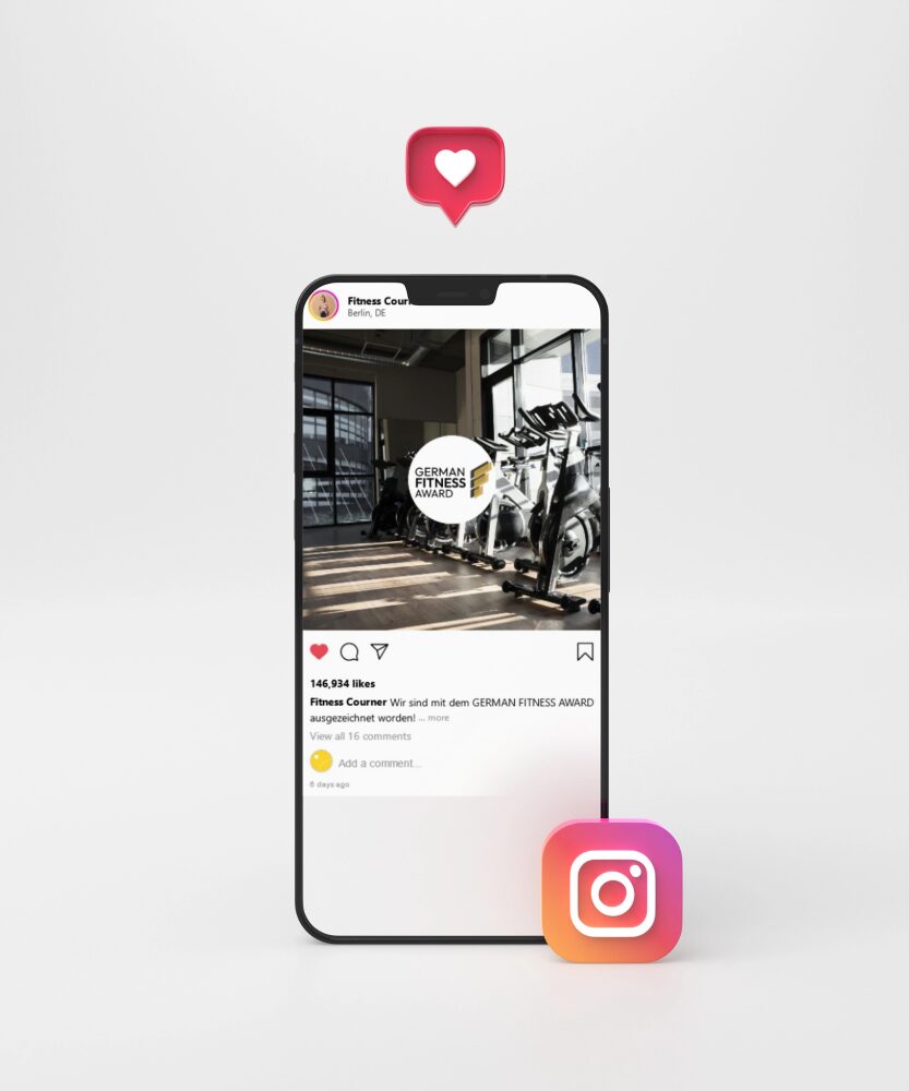 Social media interface with app logo - German Fitness Award